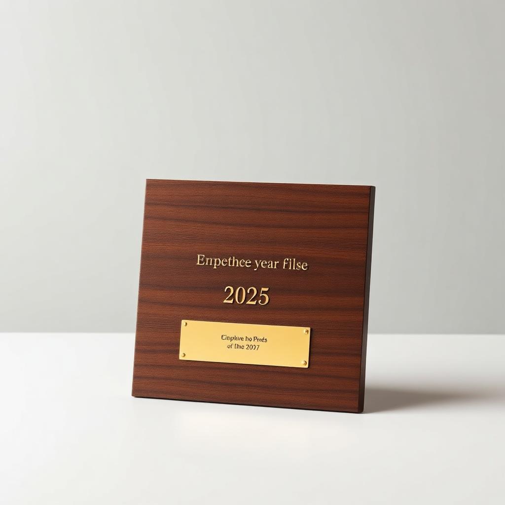 Corporate Wooden Award Plaque with engraved brass plate