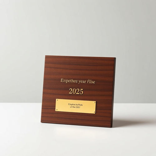 Corporate Wooden Award Plaque with engraved brass plate