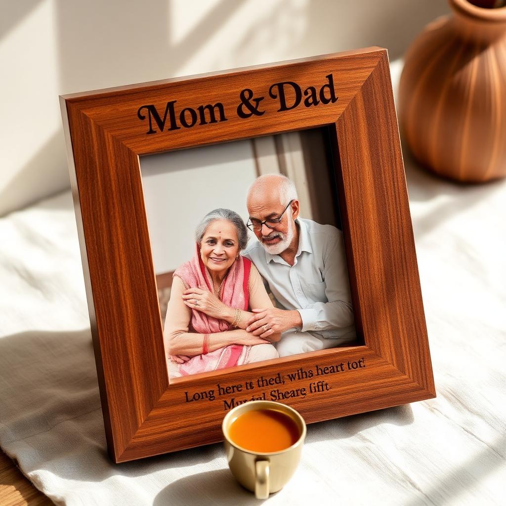 Gifts for Parents Wooden Frame — Mom &amp; Dad engraved keepsake
